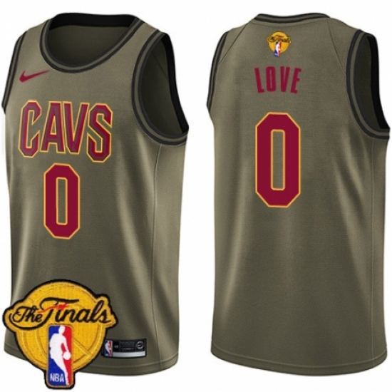 Youth Nike Cleveland Cavaliers 0 Kevin Love Swingman Green Salute to Service 2018 NBA Finals Bound NBA Jersey