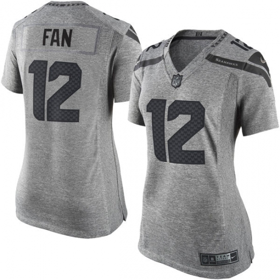 Women's Nike Seattle Seahawks 12th Fan Limited Gray Gridiron NFL Jersey