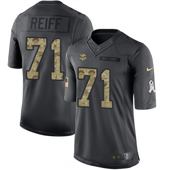 Men's Nike Minnesota Vikings 71 Riley Reiff Limited Black 2016 Salute to Service NFL Jersey