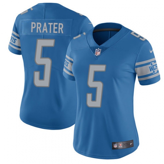 Women's Nike Detroit Lions 5 Matt Prater Elite Light Blue Team Color NFL Jersey