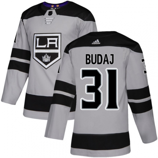 Youth Adidas Los Angeles Kings 31 Peter Budaj Authentic Gray Alternate NHL Jersey