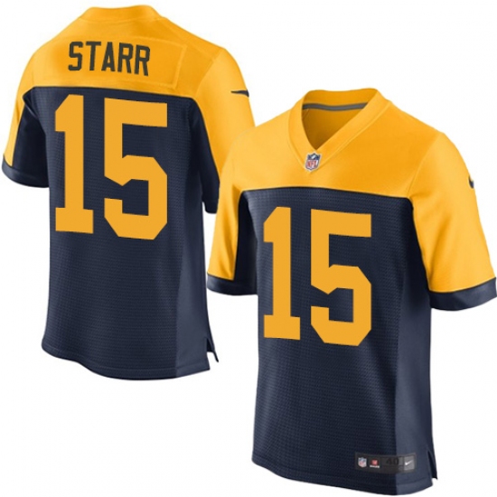 Men's Nike Green Bay Packers 15 Bart Starr Elite Navy Blue Alternate NFL Jersey
