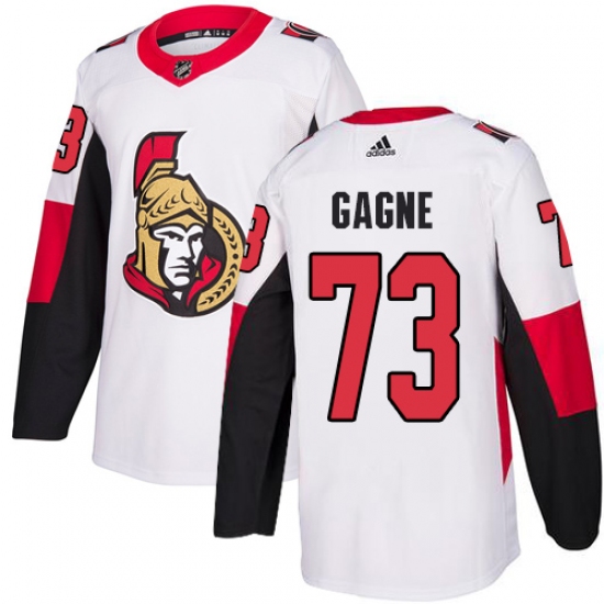 Men's Adidas Ottawa Senators 73 Gabriel Gagne Authentic White Away NHL Jersey