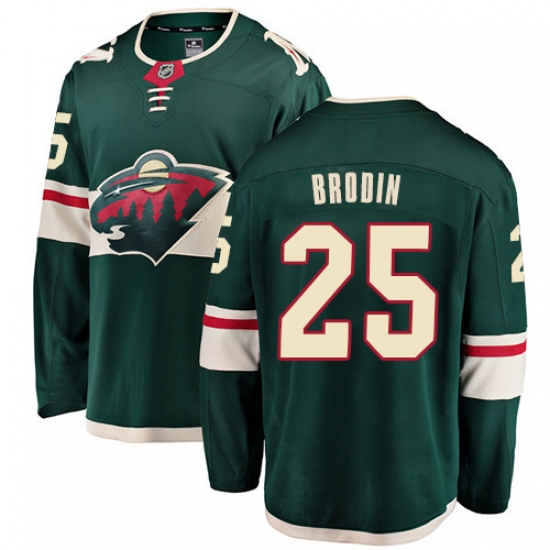 Youth Minnesota Wild 25 Jonas Brodin Authentic Green Home Fanatics Branded Breakaway NHL Jersey