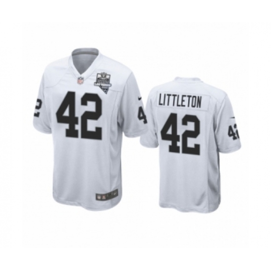 Men's Oakland Raiders 42 Cory Littleton White 2020 Inaugural Season Game Jersey