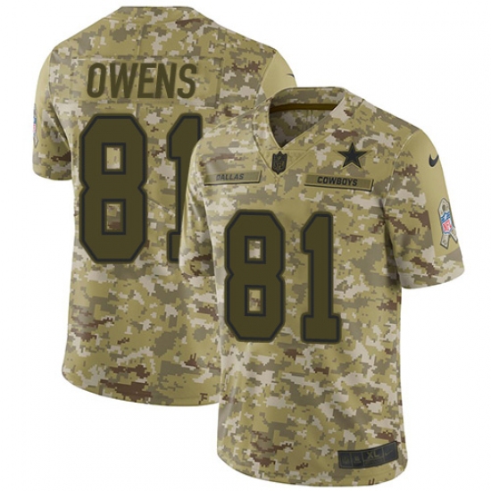 Youth Nike Dallas Cowboys 81 Terrell Owens Limited Camo 2018 Salute to Service NFL Jersey