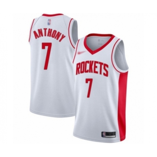 Men's Houston Rockets 7 Carmelo Anthony Authentic White Finished Basketball Jersey - Association Edition