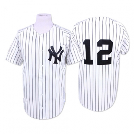 Men's Mitchell and Ness New York Yankees 12 Wade Boggs Replica White 1996 Throwback MLB Jersey