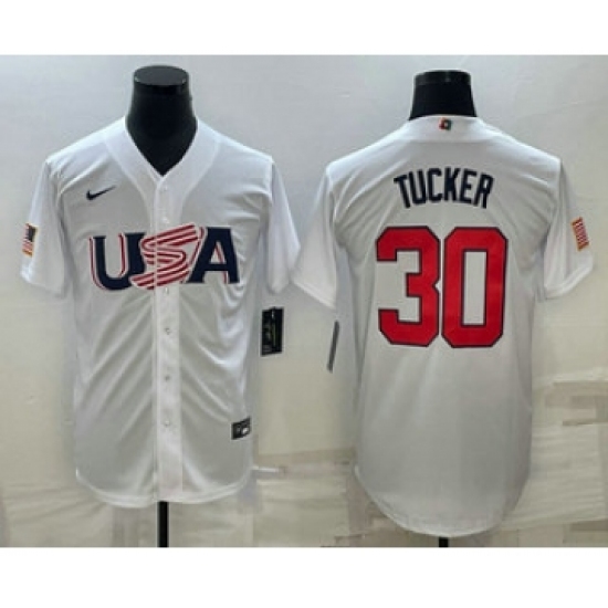 Men's USA Baseball 30 Kyle Tucker 2023 White World Baseball Classic Stitched Jerseys