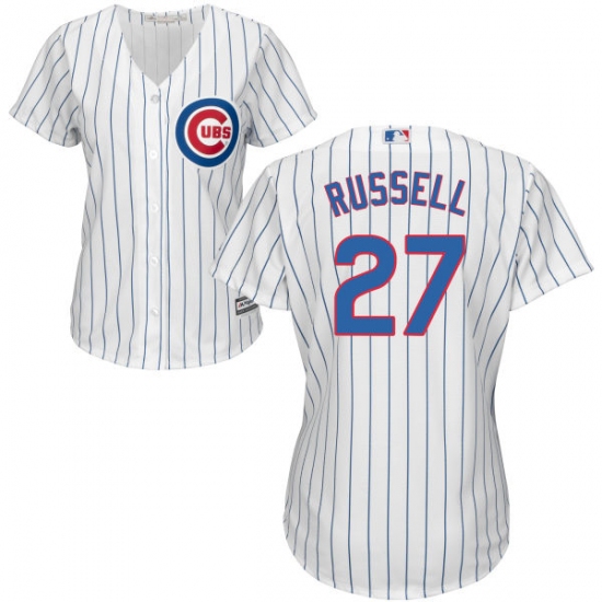 Women's Majestic Chicago Cubs 27 Addison Russell Authentic White Home Cool Base MLB Jersey