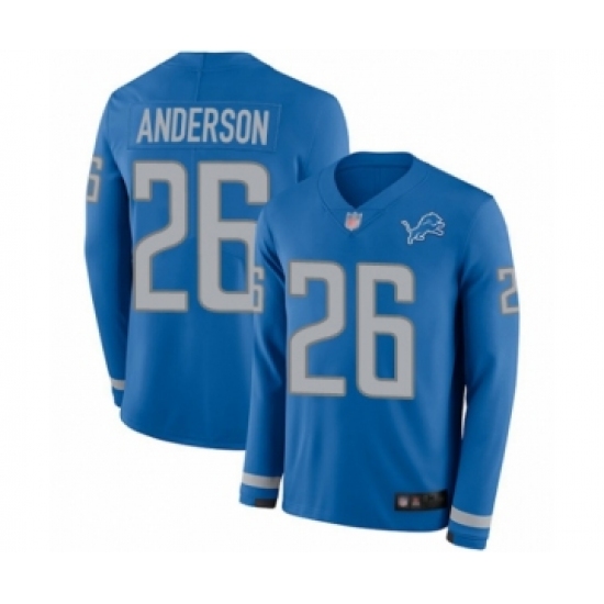 Youth Detroit Lions 26 C.J. Anderson Limited Blue Therma Long Sleeve Football Jersey