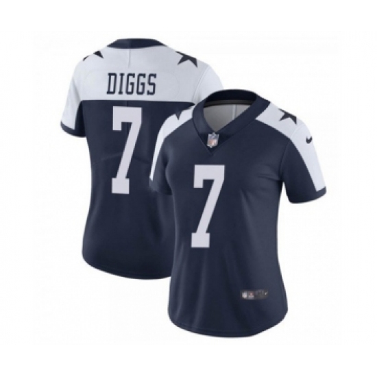 Women's Dallas Cowboys 7 Trevon Diggs Navy White Thanksgiving Limited Stitched Jersey(Run Small)