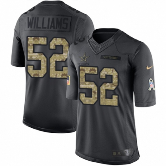 Men's Nike Dallas Cowboys 52 Connor Williams Limited Black 2016 Salute to Service NFL Jersey