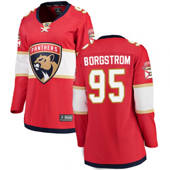 Women's Florida Panthers 95 Henrik Borgstrom Fanatics Branded Red Home Breakaway NHL Jersey