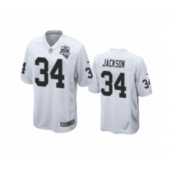 Men's Oakland Raiders 34 Bo Jackson White 2020 Inaugural Season Game Jersey