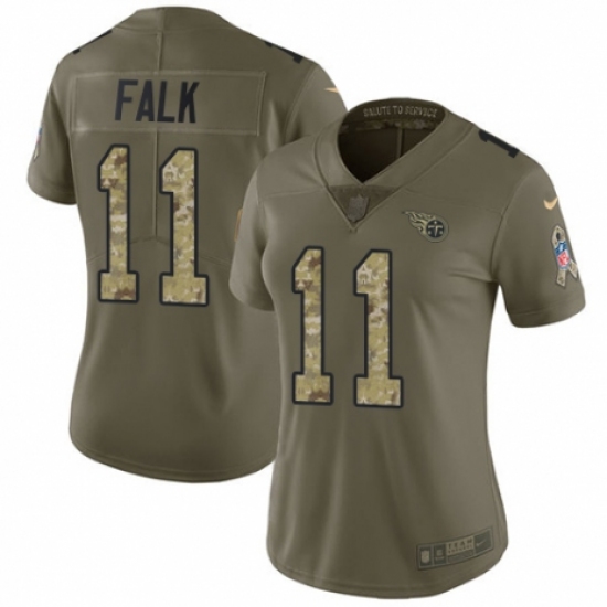 Women's Nike Tennessee Titans 11 Luke Falk Limited Olive/Camo 2017 Salute to Service NFL Jersey