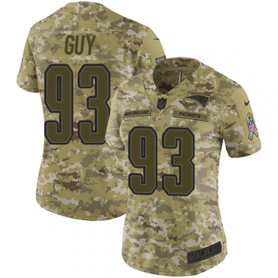 Women's Nike New England Patriots 93 Lawrence Guy Limited Camo 2018 Salute to Service NFL Jersey