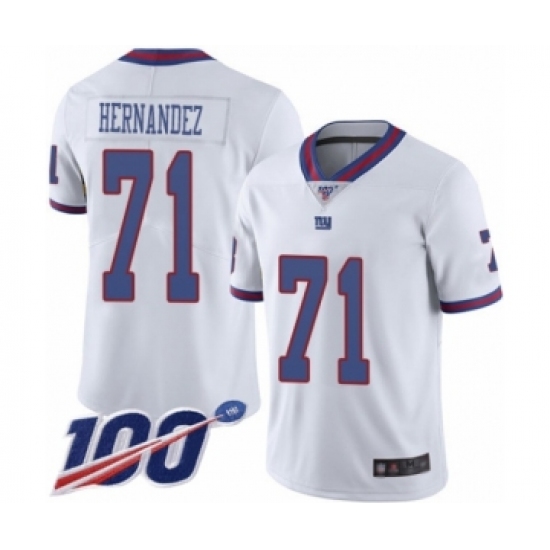 Men's New York Giants 71 Will Hernandez Limited White Rush Vapor Untouchable 100th Season Football Jersey