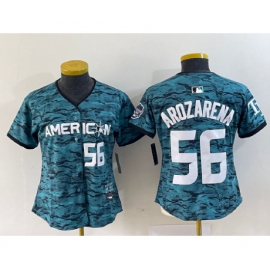 Women's Tampa Bay Rays 56 Randy Arozarena Number Teal 2023 All Star Cool Base Stitched Jersey