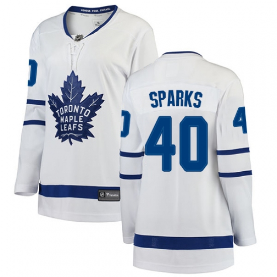 Women's Toronto Maple Leafs 40 Garret Sparks Authentic White Away Fanatics Branded Breakaway NHL Jersey