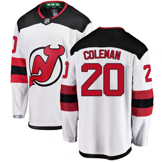Youth New Jersey Devils 20 Blake Coleman Fanatics Branded White Away Breakaway NHL Jersey