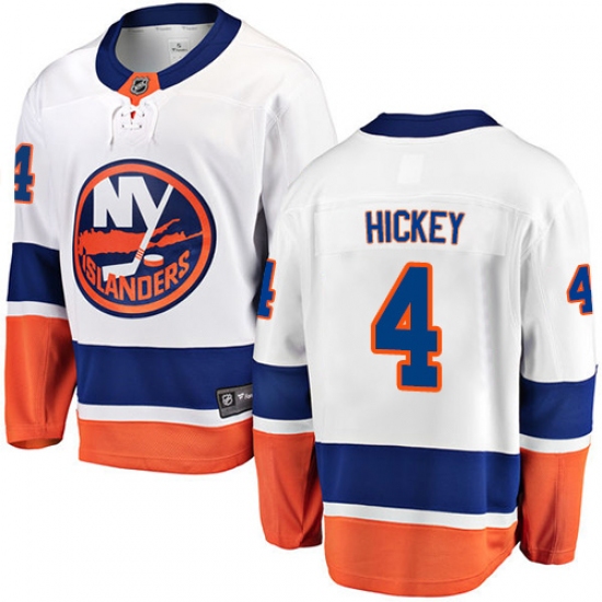 Youth New York Islanders 4 Thomas Hickey Fanatics Branded White Away Breakaway NHL Jersey