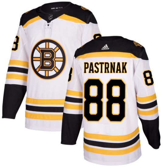 Women's Adidas Boston Bruins 88 David Pastrnak Authentic White Away NHL Jersey