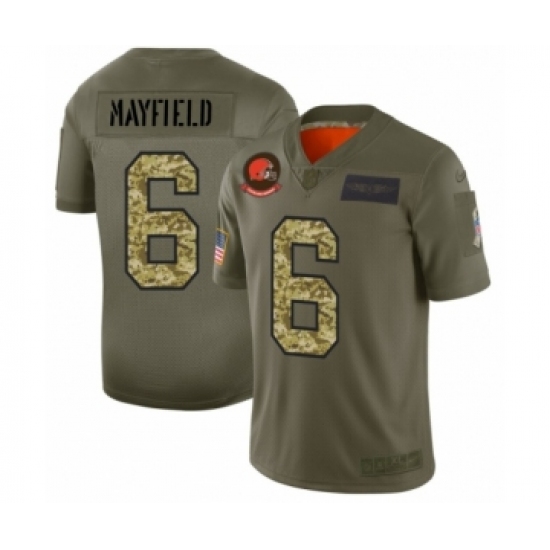 Men's Cleveland Browns 6 Baker Mayfield 2019 Olive Camo Salute to Service Limited Jersey
