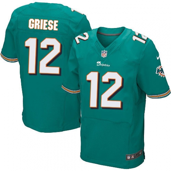 Men's Nike Miami Dolphins 12 Bob Griese Elite Aqua Green Team Color NFL Jersey