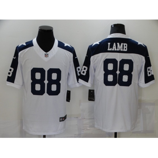 Men's Dallas Cowboys 88 CeeDee Lamb White Thanksgiving Throwback Limited Jersey