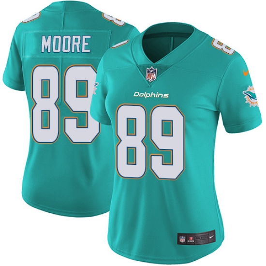 Women's Nike Miami Dolphins 89 Nat Moore Elite Aqua Green Team Color NFL Jersey