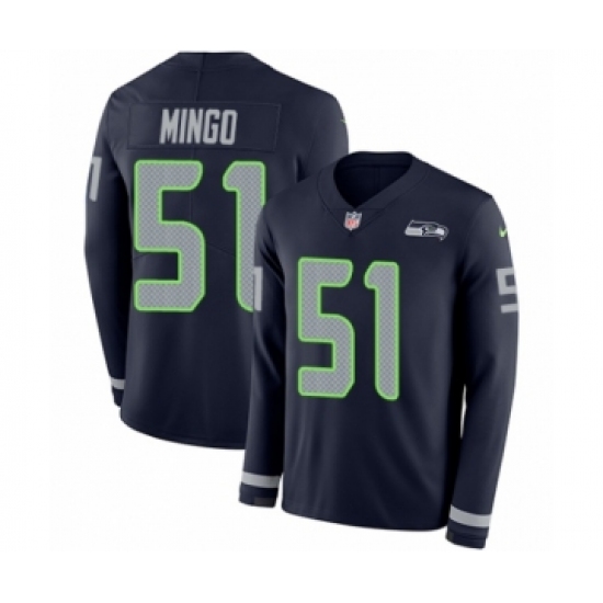 Youth Nike Seattle Seahawks 51 Barkevious Mingo Limited Navy Blue Therma Long Sleeve NFL Jersey