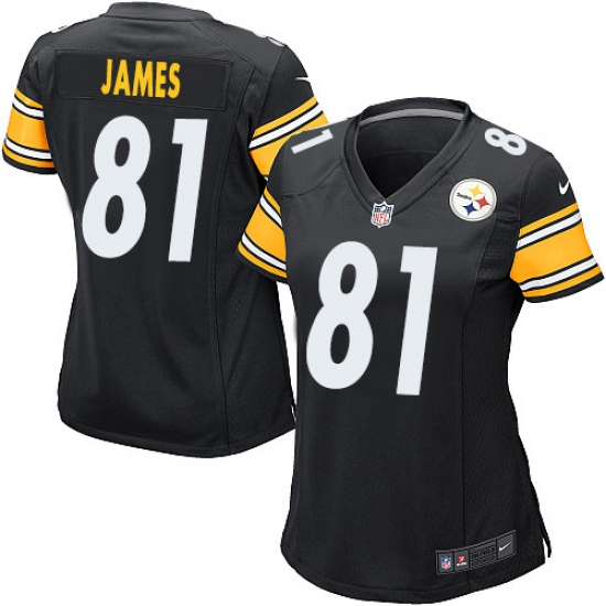Women's Nike Pittsburgh Steelers 81 Jesse James Game Black Team Color NFL Jersey