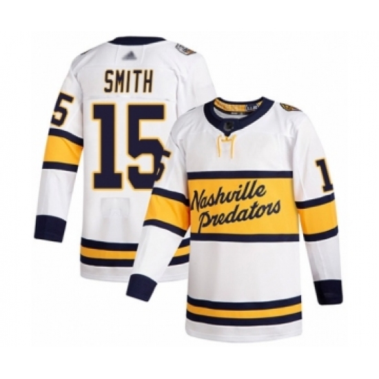 Youth Nashville Predators 15 Craig Smith Authentic White 2020 Winter Classic Hockey Jersey