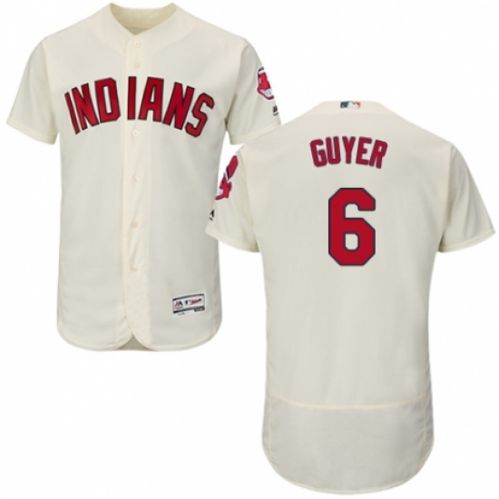 Men's Majestic Cleveland Indians 6 Brandon Guyer Cream Alternate Flex Base Authentic Collection MLB Jersey