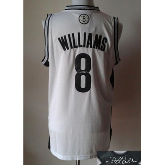Revolution 30 Autographed Nets 8 Deron Williams White Stitched NBA Jersey