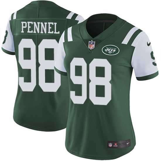 Women's Nike New York Jets 98 Mike Pennel Elite Green Team Color NFL Jersey