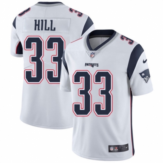 Men's Nike New England Patriots 33 Jeremy Hill White Vapor Untouchable Limited Player NFL Jersey