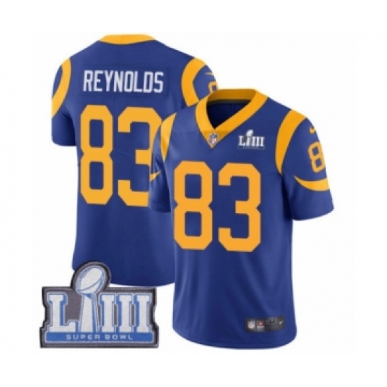 Youth Nike Los Angeles Rams 83 Josh Reynolds Royal Blue Alternate Vapor Untouchable Limited Player Super Bowl LIII Bound NFL Jersey