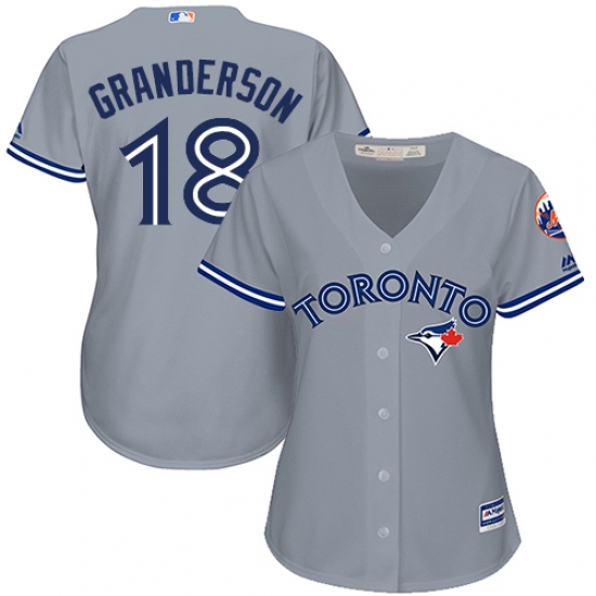 Women's Majestic Toronto Blue Jays 18 Curtis Granderson Replica Grey Road MLB Jersey