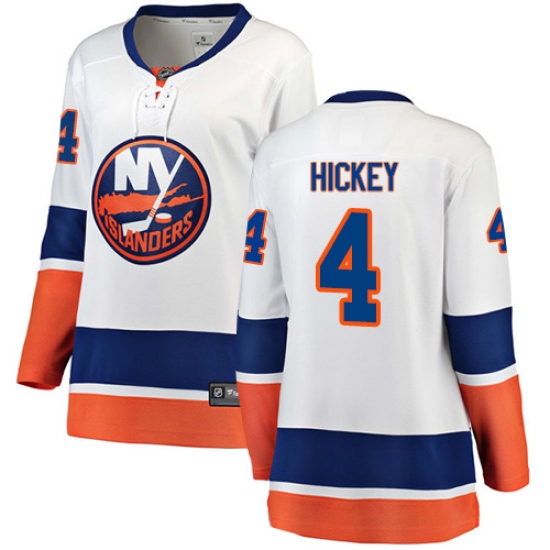 Women's New York Islanders 4 Thomas Hickey Fanatics Branded White Away Breakaway NHL Jersey