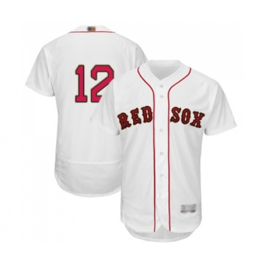 Men's Boston Red Sox 12 Brock Holt White 2019 Gold Program Flex Base Authentic Collection Baseball Jersey