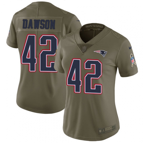 Women's Nike New England Patriots 42 Duke Dawson Limited Olive 2017 Salute to Service NFL Jersey