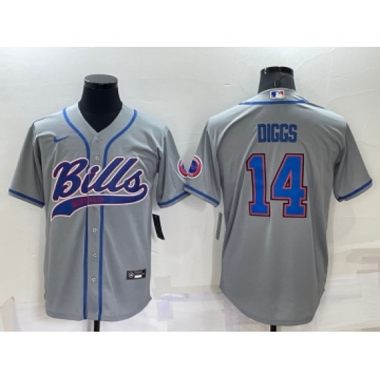 Men's Buffalo Bills 14 Stefon Diggs Grey Stitched Cool Base Nike Baseball Jersey
