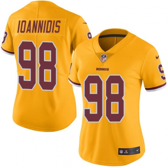 Women's Nike Washington Redskins 98 Matt Ioannidis Limited Gold Rush Vapor Untouchable NFL Jersey