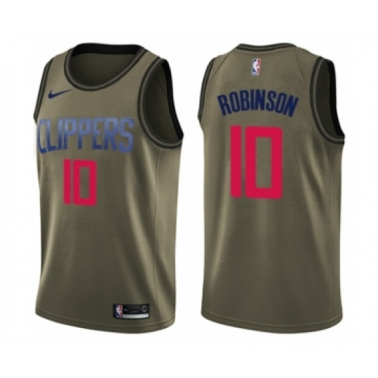 Men's Nike Los Angeles Clippers 10 Jerome Robinson Swingman Green Salute to Service NBA Jersey