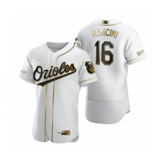Men's Baltimore Orioles 16 Trey Mancini Nike White Authentic Golden Edition Jersey