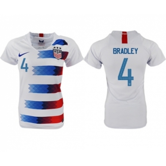 Women's USA 4 Bradley Home Soccer Country Jersey