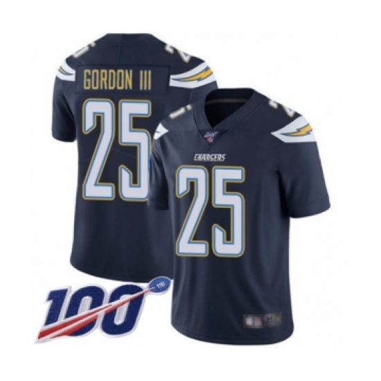 Men's Los Angeles Chargers 25 Melvin Gordon Navy Blue Team Color Vapor Untouchable Limited Player 100th Season Football Jersey