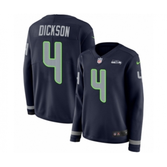 Women's Nike Seattle Seahawks 4 Michael Dickson Limited Navy Blue Therma Long Sleeve NFL Jersey